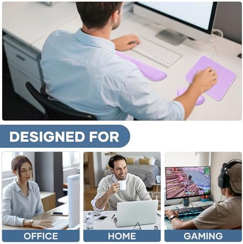 Office Ergonomic Memory Foam Computer Mouse and Keyboard Wrist Rest pad Support Carpal Tunnel, Wrist Rest for Keyboard and Mouse, Wrist Support Set - Image 6