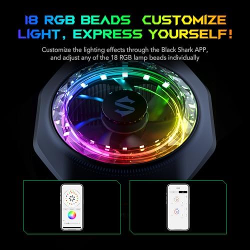Black Shark Magnetic Phone Cooler 5 Pro - 18 Addressable RGB LEDs, Detachable Grip, APP-Controlled Thermostatic Cooling Fan for iPhone MagSafe/Android/iPad -Gaming/Streaming/Photography - Image 3