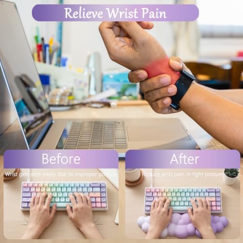 Cloud Mouse Pad Keyboard Wrist Rest for Mouse 4PCS Extended Large Stars Galaxy Space Desk Mat Pad Set Memory Foam Non-Slip Cute Ergonomic Game Mouse Wrist Support for Computer Home Office Purple Sky - Image 6