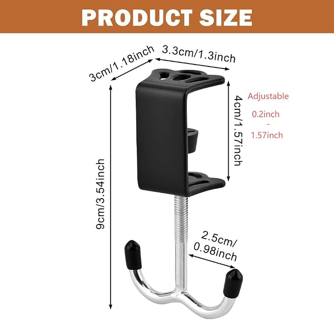 3 Pack Adjustable Desk Hook, Under Desk Handbag Hanger Purse Hook - Image 2