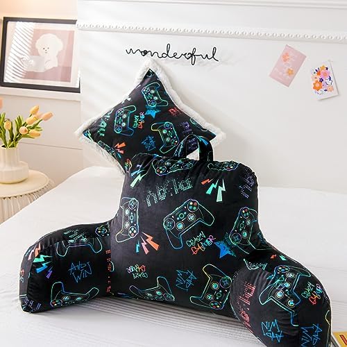 NTBED Video Game Controller Printed Reading Pillow Bed Wedge Backrest with Arms, Couch TV Relax Bed Rest Pillow Back Support Cushion for Kids Teens Boys Girls,Multi Game - Image 2