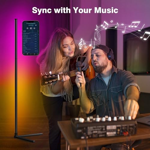 RIYO LED Corner Floor Lamp RGB Color Changing Standing Lamp App Remote Sync - Image 5