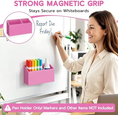 MR.MATE Magnetic Pen Holder,Pink Magnetic Marker Cup for Fridge Whiteboard - Image 2