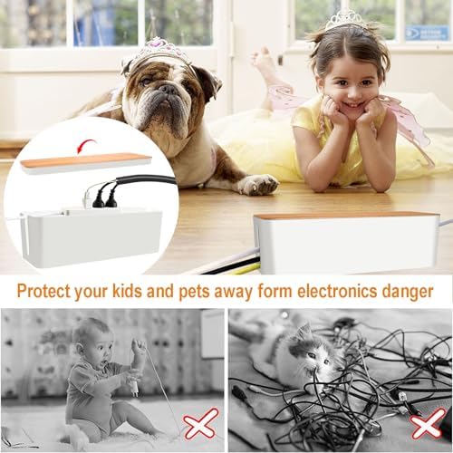 128PCS Cable Management Box 3Pack Cable Management Kit for Power Strip to Hide Wires,Cord Hider Boxes,Cord Box Safe ABS Material Wire Organizer of Cable Clips Sleeve for Home & Office, White - Image 3