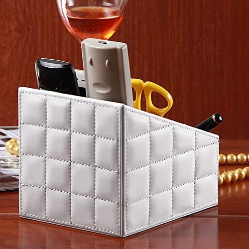Fashionable PU Leather TV Remote Control Holder with 3 Compartments,Multifunction Desktop Organizer Holder, Media Accessory Storage & Organize Controllers (white)… - Image 4