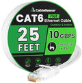 CableGeeker Cat 6 Flat Ethernet Cable 25ft, 10Gbps, White by CableGeeker