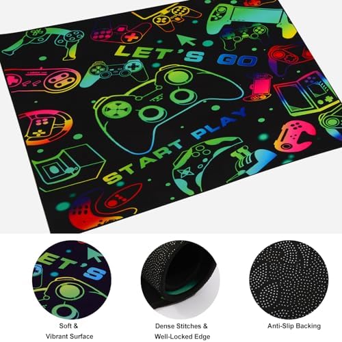 Colorful Video Game Carpet Rugs for Gamer Kids Boys Mens Room Bedroom Decor, Cool Gamepad Controller Area Rug Under Desk Table Chair Sofa, Washable Teens Bedside Floor Rug Mat 3'x5' - Image 6