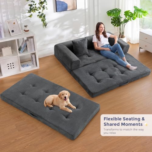 MAXYOYO Convertible Sofa Bed, Floor Sofa Couch with L-Shaped Backrest - Image 4