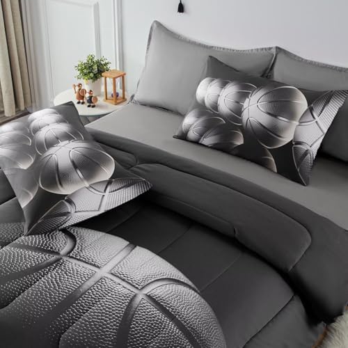 Basketball Comforter Set Twin Size for Boys Kids Teens All Season Sports Theme Basketball Bedding Sets Teenage Bed Bedrooom Set 3 Pieces with Pillowcases, - Image 5