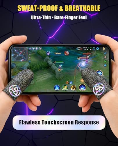 8 Pcs Silver Fiber Gaming Finger Sleeves, Ultra-Thin Dedales Gamer for Mobile Gaming, Anti-Sweat Breathable Thumb Sleeves Universal for Phones & Tablets - Image 5