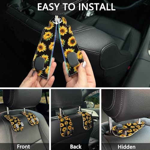 Blusabaca 2PCS Car Seat Headrest Hooks, Purses Bags Holder, Sunflower - Image 6