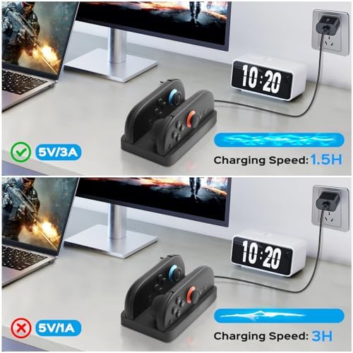 Mini Charger Dock ForNintendo Switch 2 JoyCons Gaming Controllers - -JoyCons Remote Docking Charging Station Accessories (Black) - Image 6
