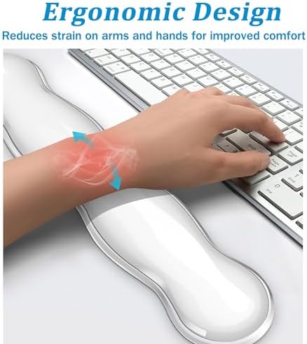 Gel Keyboard Wrist Rest Set, Clear Wrist Rest for Keyboard and Mouse, Ergonomic Keyboard Mouse Wrist Rest for Typing Pain Relief, Suitable for Office, Gaming, Computer, Laptop - Black - Image 3