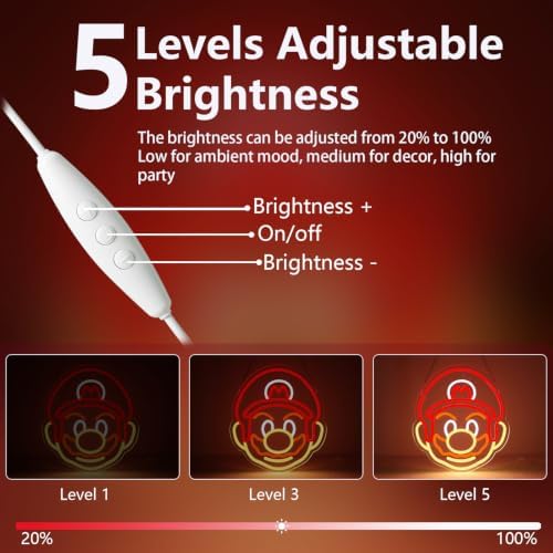 GALLIA Anime Theme Cartoon LED Neon Sign for Wall Decor, Dimmable Anime Light Up Display, Kids Bedroom Game Room Decoration, (Mario) - Image 2