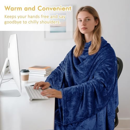 Catalonia Wearable Blanket with Sleeves for Women & Men, Fleece Wrap Throw - Image 4