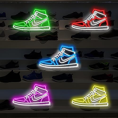 Sneaker Neon Sign Sports Shoe Neon Signs for Wall Dimmable LED Boys Neon Lights for Bedroom Man Cave Home Party Pub Neon Bar Sign Shoes Light up Signs Wall Decor (Yellow) - Image 7