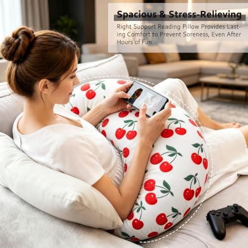Ergonomic U-Shaped Gaming & Lap Pillow for Crocheting - Cute Little Cherry Crochet Pillow with Elbow & Arm Support, Lap Desk Pillows for Reading, Playing or Crocheting, Suitable for Adults - Image 5