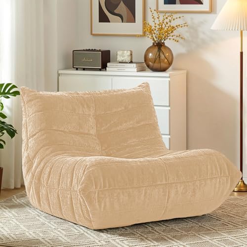 HABUTWAY Giant Bean Bag Chairs Lazy Sofa for Adults,Single,Khaki | Bean Bag Sofa with Filler Faux Fur, Memory Foam Bean Bag Fireside Lazy Sofa Couches for Living Room, Bedroom, Office by HABUTWAYMakeYourLifeComfortable