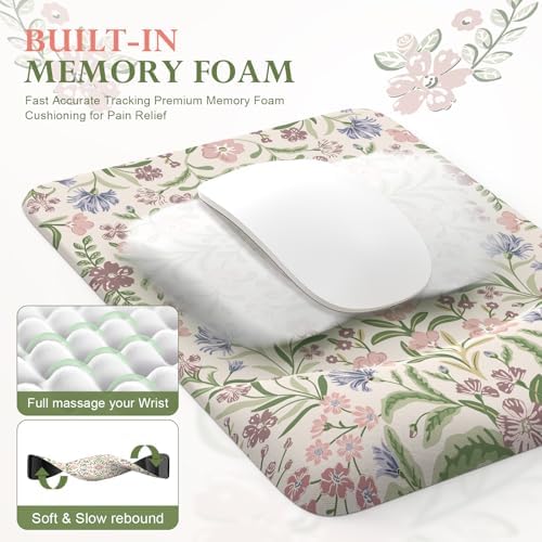 iLeadon Purple Desk Mat Set, Soft Long Floral Mouse Pad Wrist Support - Image 4