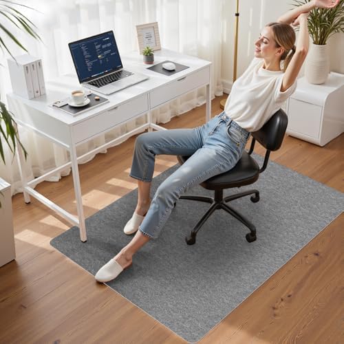 Sycoodeal Office Chair Mat for Hardwood Floor,Slip Resistant Floor Mat for Office Computer Gaming Chair,Heavy Duty Floor Protector for Rolling Chairs,Easy to Clean,Grey(40"x55") - Image 6