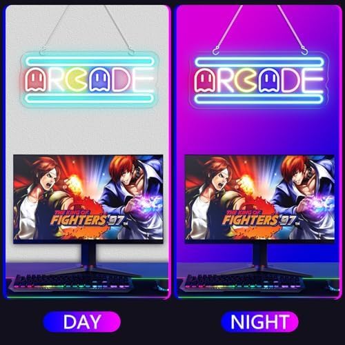 Arcade Neon Light Sign LED USB Powered Dimmable, Retro Ghost Arcade Game Room Neon Lighted Sign for Gaming Room Wall Decor Man Cave for Bedroom Baseroom Decorations Gift - Image 7