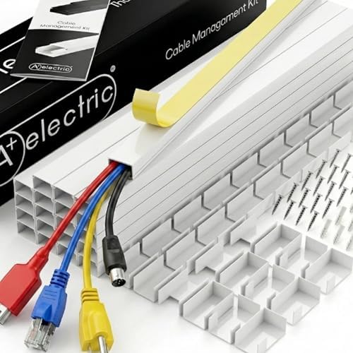 A+ ELECTRIC Cord Cover Full Kit, 26ft/315in Self-Adhesive Cable Raceway, 20 Snap-On Channels, Wire Hider for TV, HDMI & Speaker Cables, Includes Connectors & Corners, Paintable Cable Management, White - Image 6