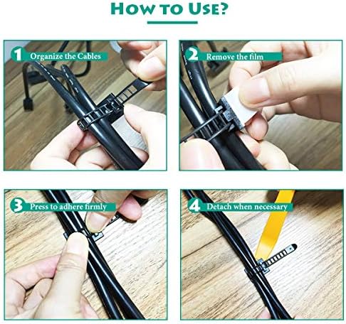 200 Pieces Cable Management Desk Wire Organizer Cable Ties Zip Ties Adhesive Cord Clips Cord Keeper Desk Wire Management - Image 6