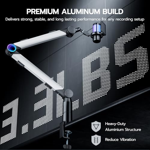 ARES WING Aluminum Microphone Boom Arm with RGB Light and Volume Control - Image 3