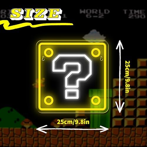 Question Block Neon Sign,Question Square Led Gamer Neon Light USB Powered Led Night Lights for Game Room Wall Decor,Man Cave,Teen Boy Room Decor,Gamer Gifts for Boys, Kids - Image 4
