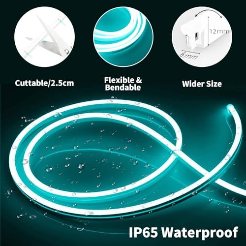 iNextStation 16.4FT 12V LED Strip Lights Ice Blue Neon Rope Light (No Plug) - Image 2