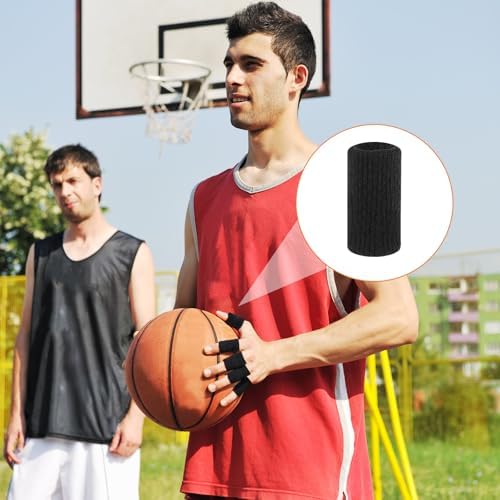 KALIONE 10Pcs Black Sport Finger Sleeves, Finger Sleeves Protectors, Elastic Finger Support Sleeve, Compression Finger Sleeves, Thumb Brace Support for Basketball, Golf - Image 4