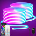 segrass 100FT RGB LED neon Rope Lights LED neon Lights with Remote/APP Control 24V IP65 Waterproof Flexible Neon LED Strip Lights for Bedroom Room Outdoors Decor（2 Rolls of 50ft） by segrass
