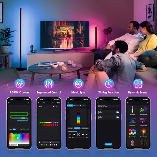 Corner Floor Lamp, RGB IC Corner Lamp with APP and Remote Control, LED Floor Light with 16 Million DIY Colors, Color Changing Ambient Light for Living Room, Bedroom, Gaming Room - Image 3