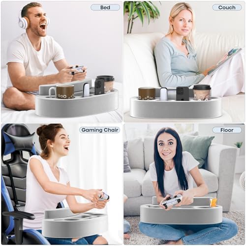 LVVIL Couch Cup Holder Pillow Tray with 6 Slots, Gaming Pillow Couch Cupholder Tray with Armrest Cushion, Couch Caddy & Buddy with Drink, Controller, Remote, Phone Holder, Gaming Snack Holder - Image 4