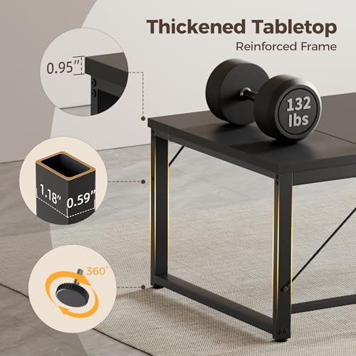 Mericonia 63x28 Inch Computer Desk, 1" Thick Heavy Duty Office Table - Image 4