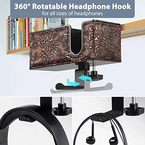 Under Desk Cup Holder Clamp on Cup Holder PU Leather Clip on Desk Organizer - Image 3