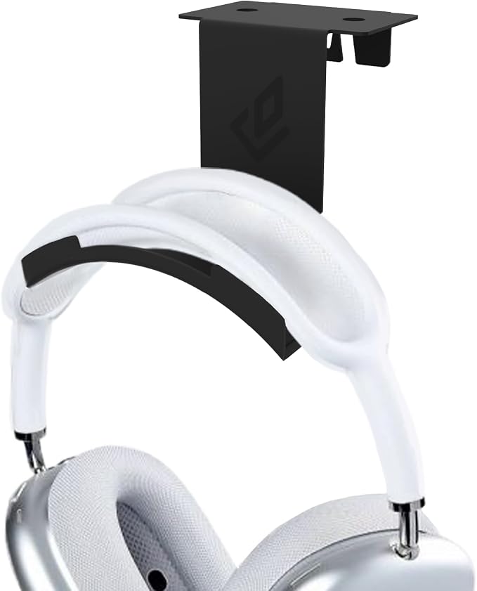 Dezctop Headphone Stand Holder Under Desk, PC Gaming Headset Hanger Mount, Earphone Stand Accessories, Headset Hook Holder for All Over Ear Headphone, for All Gamer Headset and Table Boards, Black by Dezctop