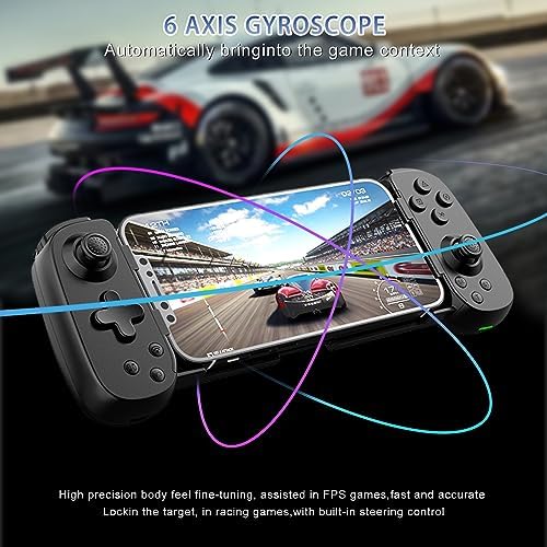 Wireless Controller for iPhone/Android/PC/iPad/Tablet/APPL Arcade MFi Games/Switch/PS4, Support Streaming on PS5/PS4/Xbox/PC Console, Cloud Gaming Gamepad Joystick - Turbo/6-Axis Gyro/Dual Motors - Image 4