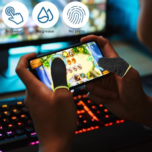 20 PCS Finger Sleeves for Gaming, Carbon Thumb Sleeves Mobile Gaming, Black Gaming Finger Sleeves, Sweatproof Breathable Mobile Gaming Finger Sleeve for Phone Tablet Gamer Stabilizer - Image 6