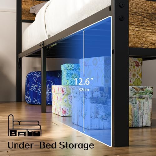 Liians Twin Bed Frame with Storage Headboard USB Charging Station, Smart LED Lights, Metal Platform Bed Easy Assembly, No Box Spring Needed - Image 5
