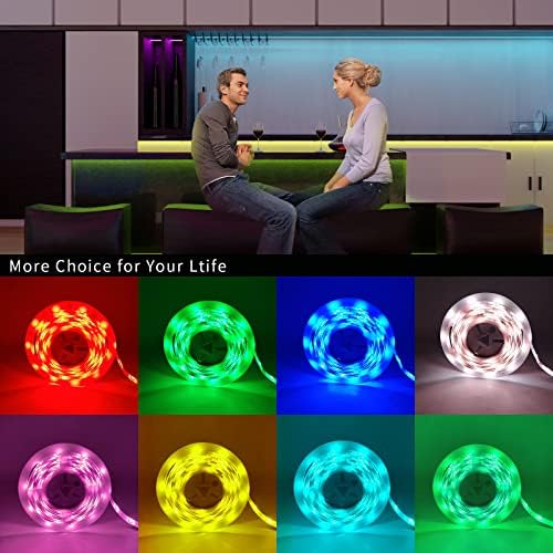 RGB LED Strip Lights for Bedroom, 8ft Color Changing LED Light Strip with Remote Control and PU Coating for Home Decor, Kitchen, Dorm Room, Party, Festival, ETL Listed - Image 4