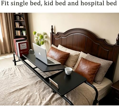 Overbed Laptop Cart Over The Bed Table with Wheels Adjustable Bed Hospital - Image 2