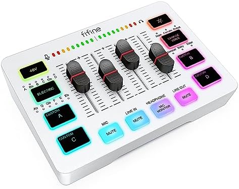 FIFINE Audio Mixer, Gaming Streaming PC Mixer with Slider Fader, XLR Microphone Interface, Monitoring, for Video/Game Voice/Podcast Recording-AmpliGame SC3W by FIFINE
