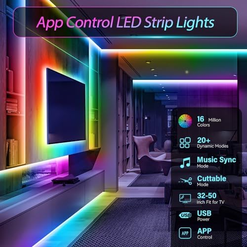 RGB LED Strip Lights 9.8Ft for TV Behind,Remote&App Control,IP65 Waterproof - Image 4