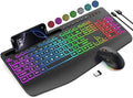 SABLUTE Wireless Keyboard and Mouse Combo, 9 Backlit Effects, Large Print by SABLUTE