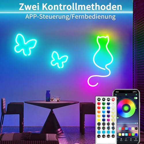 segrass 132FT Neon LED Rope Lights IP65 Waterproof LED Lights for Bedroom Flexible LED Light Strip with Remote/APP Control RGB Lighting Strip for Indoors Outdoors Bedroom Room Home Décor - Image 2