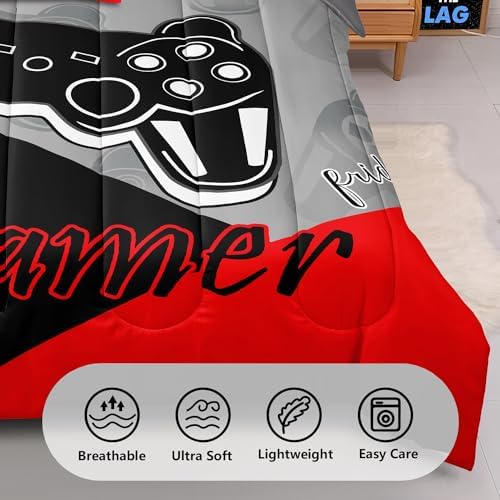 6 Pieces Gaming Bedding Set Full Size for Boys Gamer Comforter Set for Boys Girls Kids Teens 6 Piece Bed in A Bag Video Game Bedding for Gamer Room Decorative Full08 - Image 3