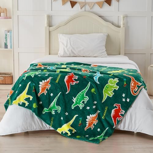 SOCHOW Glow in The Dark Dinosaur Blanket, Green 50 x 60 Inches - Image 5