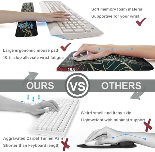 Ospelelf Keyboard Wrist Rest Ergonomic Mouse Pad with Wrist Rest Support Wrist Rest for Computer Keyboard, Green - Image 5