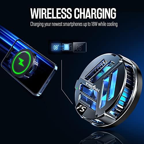 TRILINK Magnetic Phone Cooler with Wireless Charging, Phone Cooling Fan for iPhone/Android/iPad/Tablet - Phone Radiator for Gaming, Compatible with iPhone 12/13 MagSafe -RGB LEDs - Universal Clamp - Image 5